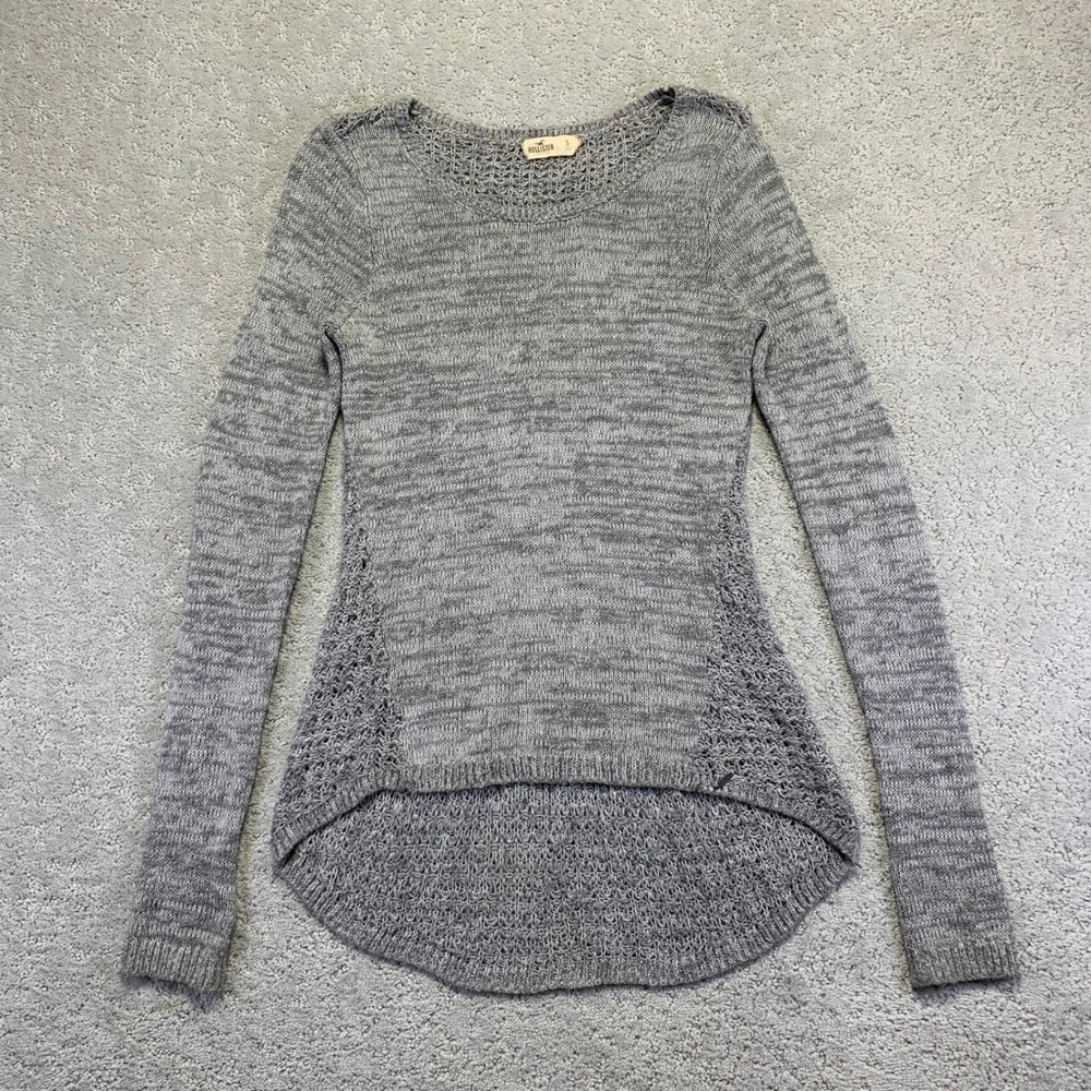 Hollister Womens Sweater Size‎ Small Gray Marled Knit High Low Longsleeve Y2k